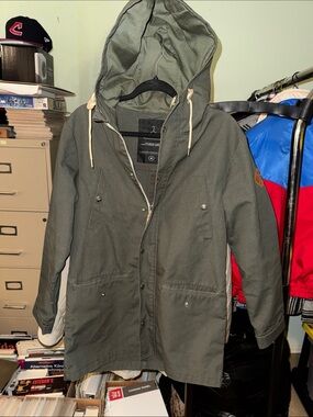 RVLT, Olive Green Hooded Men's Parka Jacket